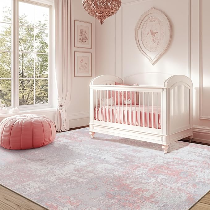 RELEANY Washable Area Rugs Square 7ft Non-Slip Modern Abstract Soft