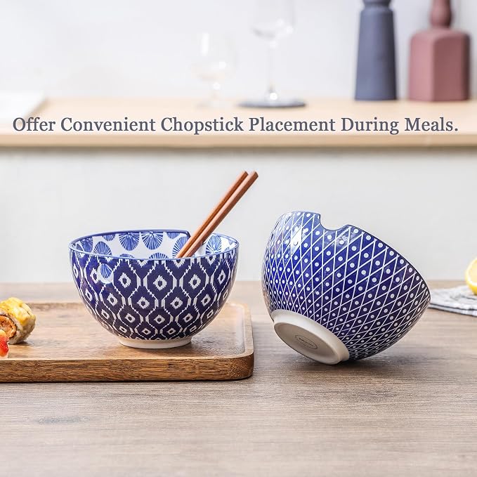 Selamica Ceramic Ramen Bowls Set, 15 OZ Noodle Bowls