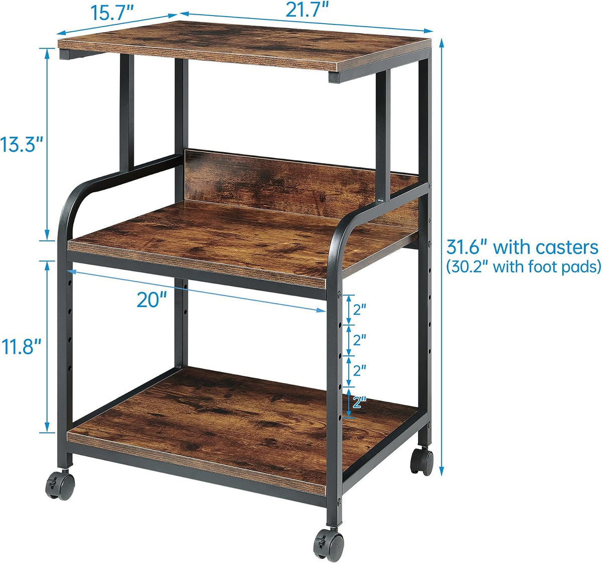 Fannova Printer Stand with Height Adjustable Storage Shelf for Home Office