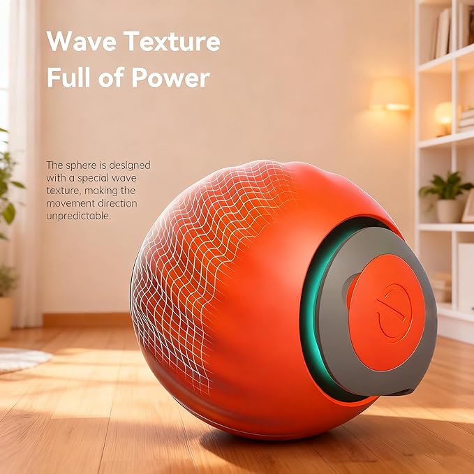 Cat Toys for Indoor Cats-Automatic Interactive Cat Toy with 2 Speeds Rechargeable Cat Enrichment Toys,Moving Cat Ball for Bored Kitties(Orange)