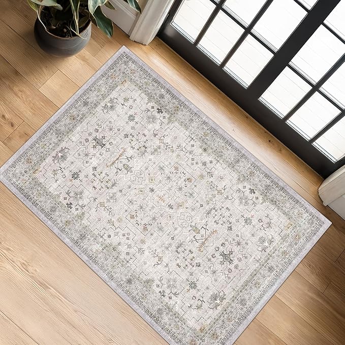 Washable 2x3 Throw Rugs for Entryway, Front Door Mat, Low Pile Non-Slip Small