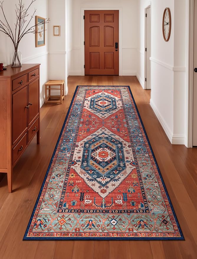 SERISSA Boho Kitchen Runner Rug, 3x7 Washable Non-Slip Runner Rug