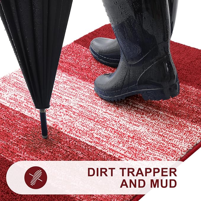 Kitinjoy Indoor Outdoor Door Mat, 47x20 Non-Slip Absorbent Dirt Trapper