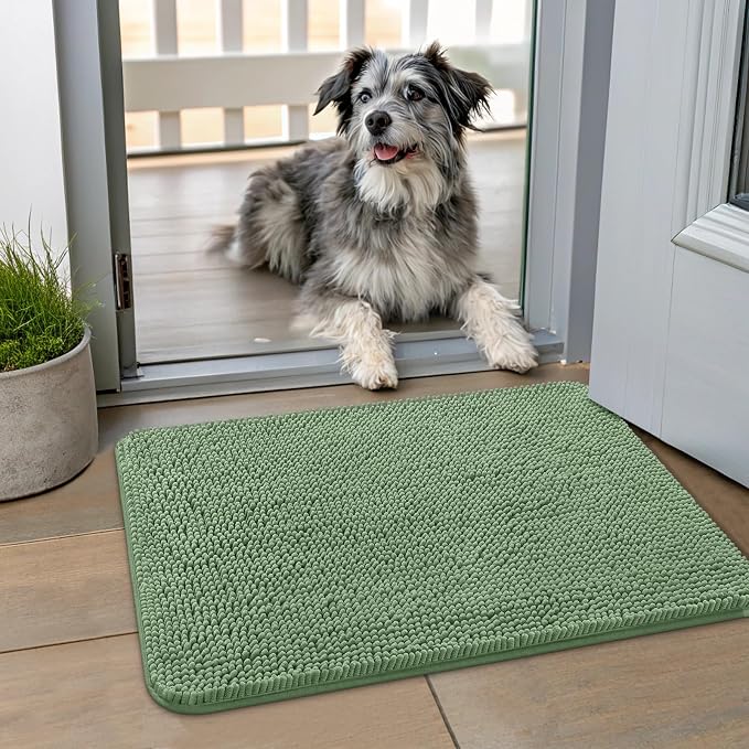 Smiry Dog Door Mat for Muddy Paws 24x16, Absorbent Dirt Trapper, Non-Slip