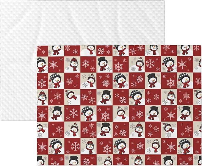 Red Beige Snowman Blanket - Snowflake Throw Blanket 23x16 Pet Blanket for Couch Sofa Bed Winter Xmas Holiday