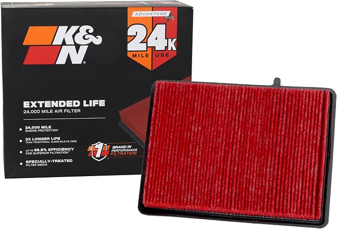 K&N Engine Air Filter: Extended Life 24, 000 Mile Replacement Air Filter: