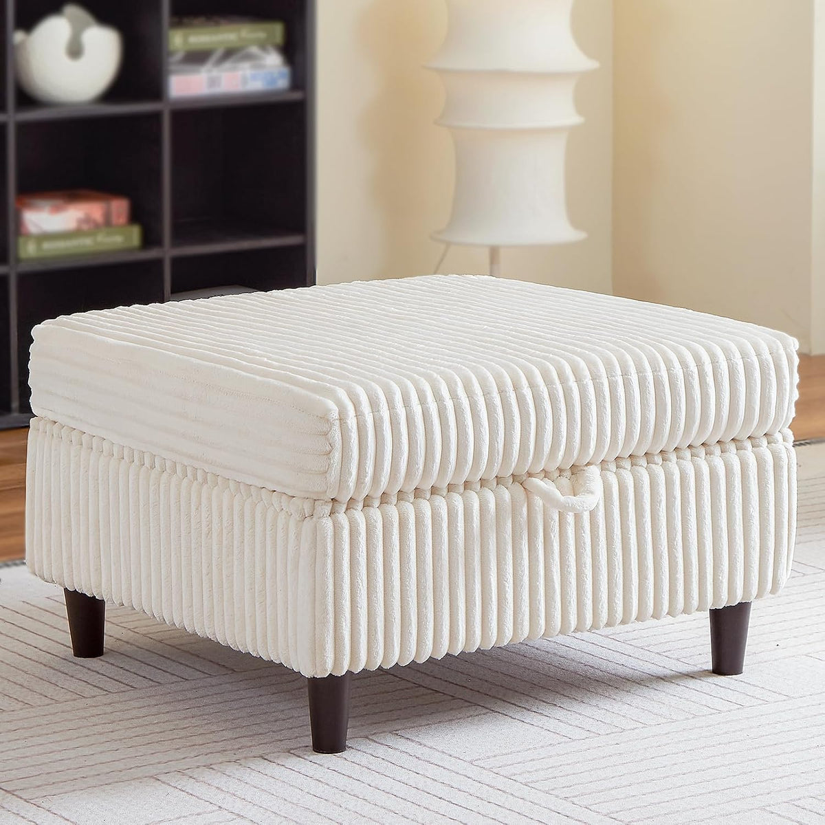 Modern Ottoman with Storage for Modular Sectional Sofa, Beige