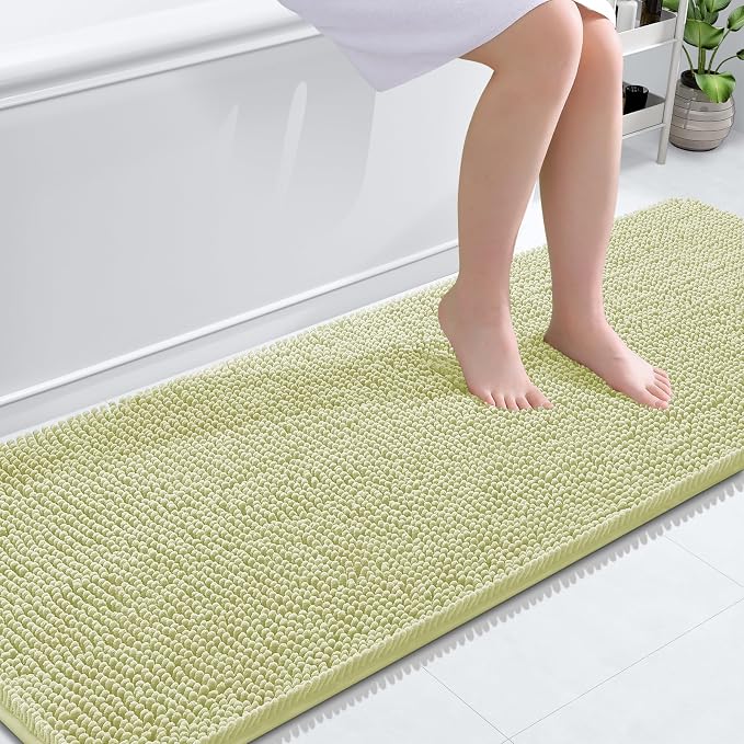 OLANLY Bathroom Runner Rugs 70x24, Soft Absorbent Chenille Bath Rugs, Rubber
