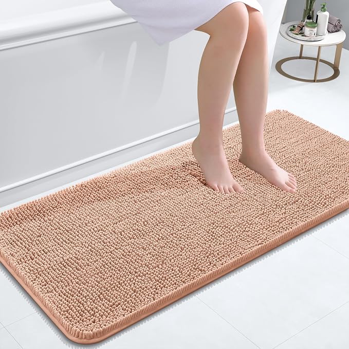 OLANLY Bathroom Runner Rugs 47x20, Extra Soft Absorbent Chenille Bath Rugs