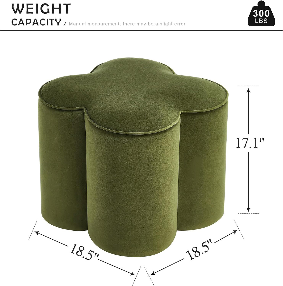 Olive Green Velvet Ottoman Set of 2, Modern Small Vanity Stool