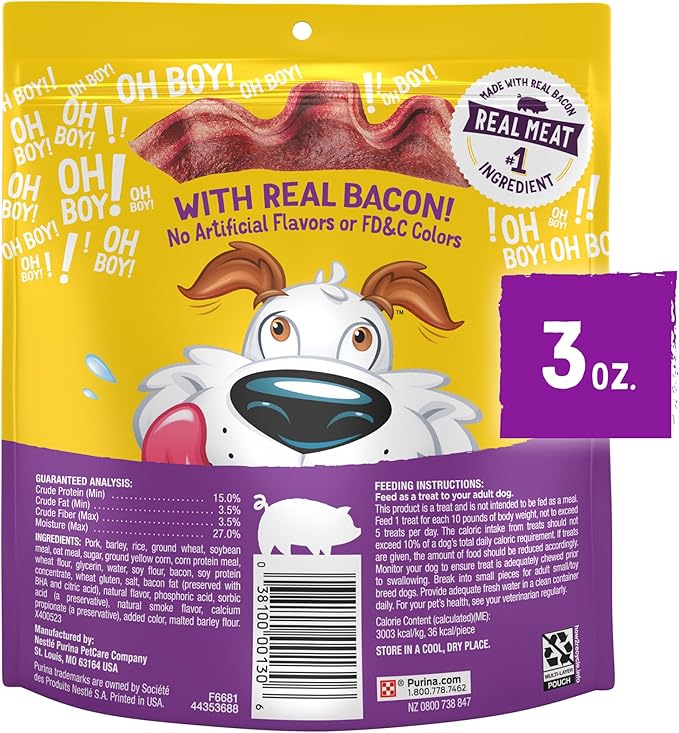 Purina Beggin' Strips Real Meat Dog Treats, Original With Bacon Flavor - 3 Ounce (Pack of 6)