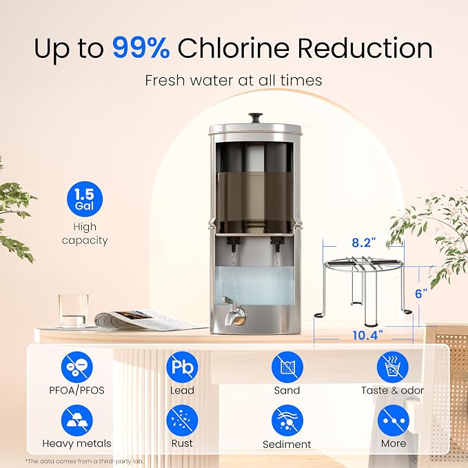 Waterdrop Gravity-fed Water Filtration System, NSF/ANSI 42&372 Certified Black