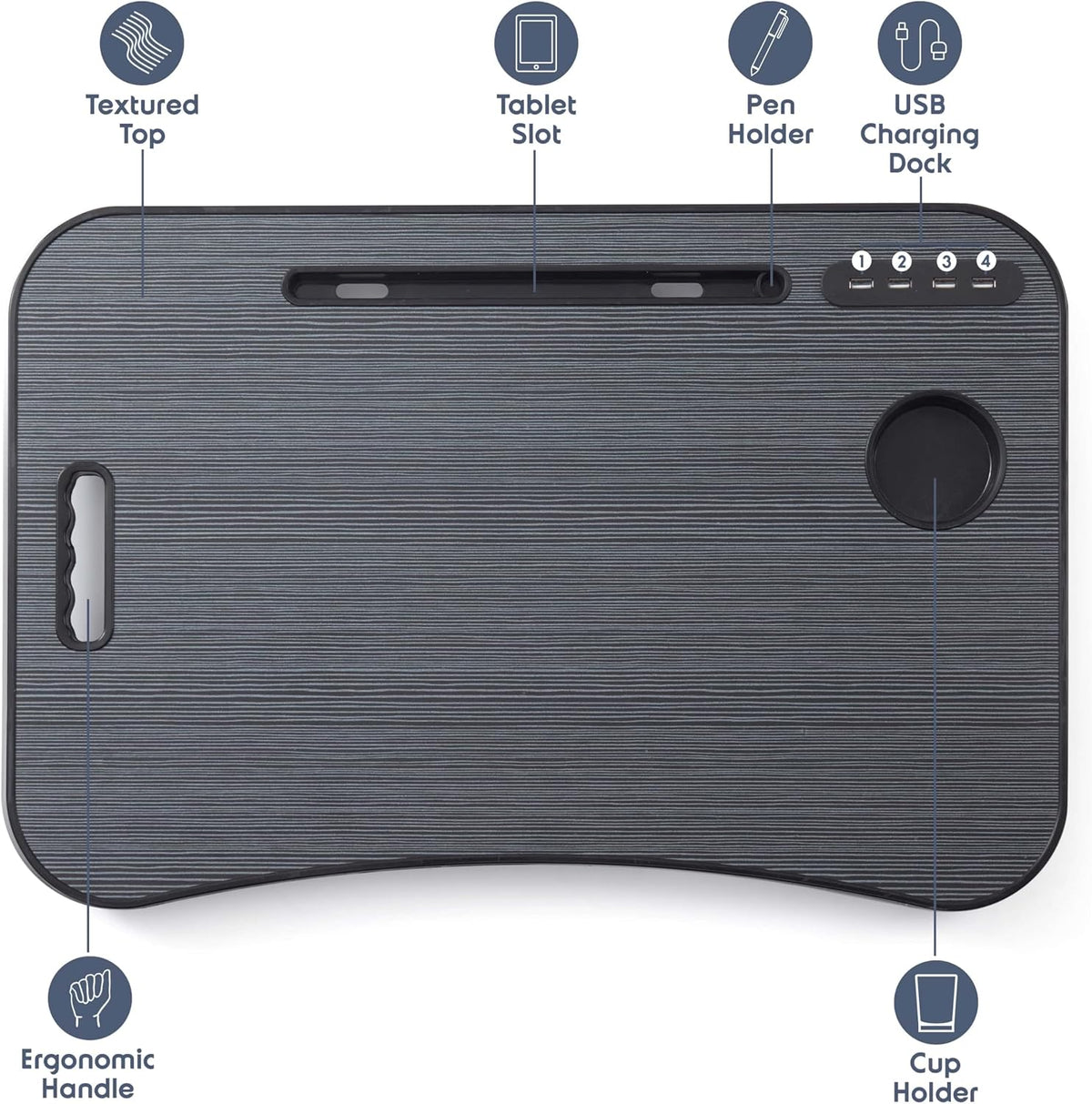 Nestl Laptop Lap Desk, Bed Tray with USB Port Laptop Stand for Bed 24"x16"