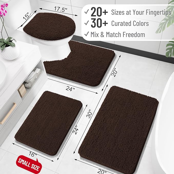 OLANLY Bathroom Rugs 32x20, Extra Soft Absorbent Chenille Bath Rugs, Rubber