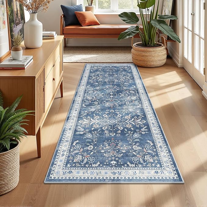 Yamaziot Washable Runner Rug 2x5 – Non Slip Boho Floral Hallway Runner Rug