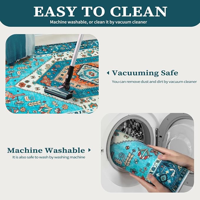 SERISSA 2x4 Boho Rugs for Entryway, Washable Non-Slip Kitchen Runner Rug