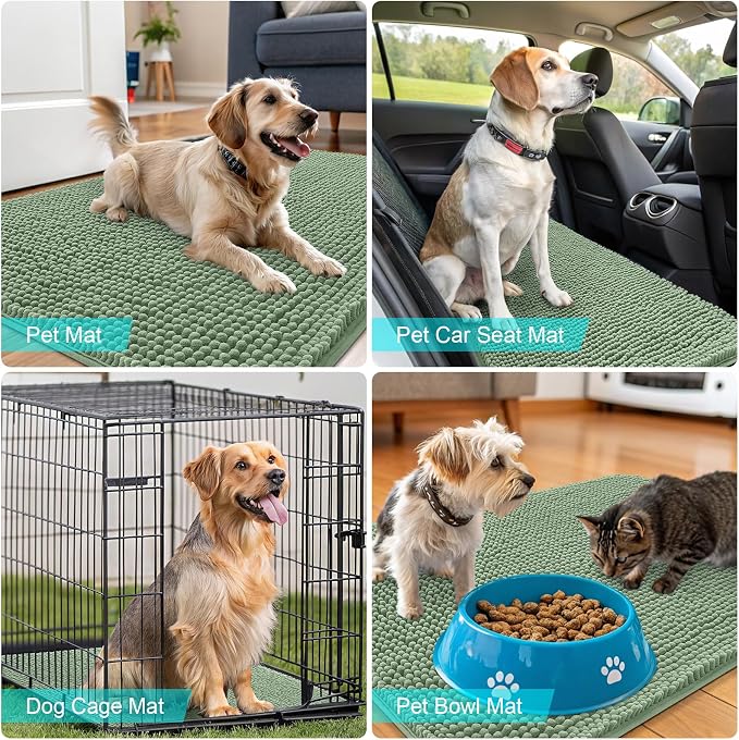 OLANLY Dog Door Mat for Muddy Paws 34x21, Absorbs Moisture and Dirt, Absorbent