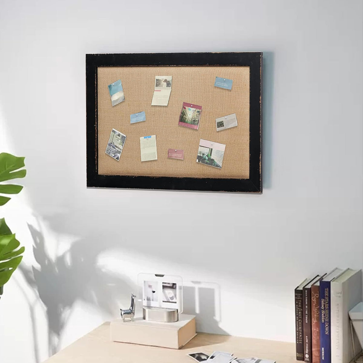 SOFE 18x29 Black Framed Bulletin Board, Fabric Pin Board Large