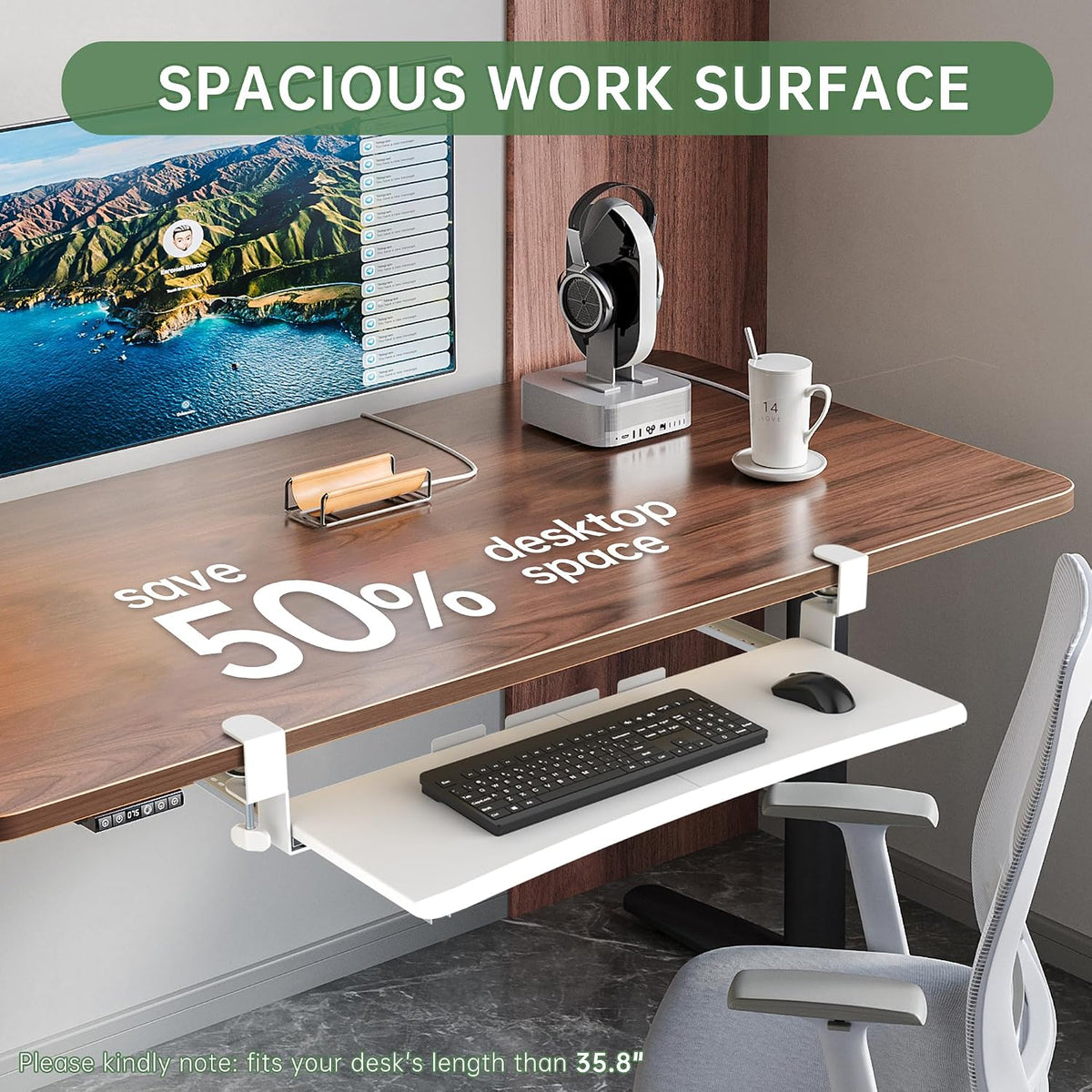 UPGRAVITY Extra Large Keyboard Tray Under Desk White