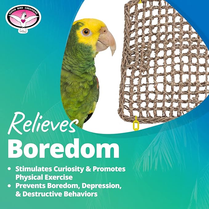 Super Bird Creations SB50007 Seagrass Mat for Cage Decor, Pet Enrichment and Boredom Relief - Versatile Toy-Making Base - Ideal for Parrots - Small to Large Birds & Reptiles - 7"x12" (1 Pack)