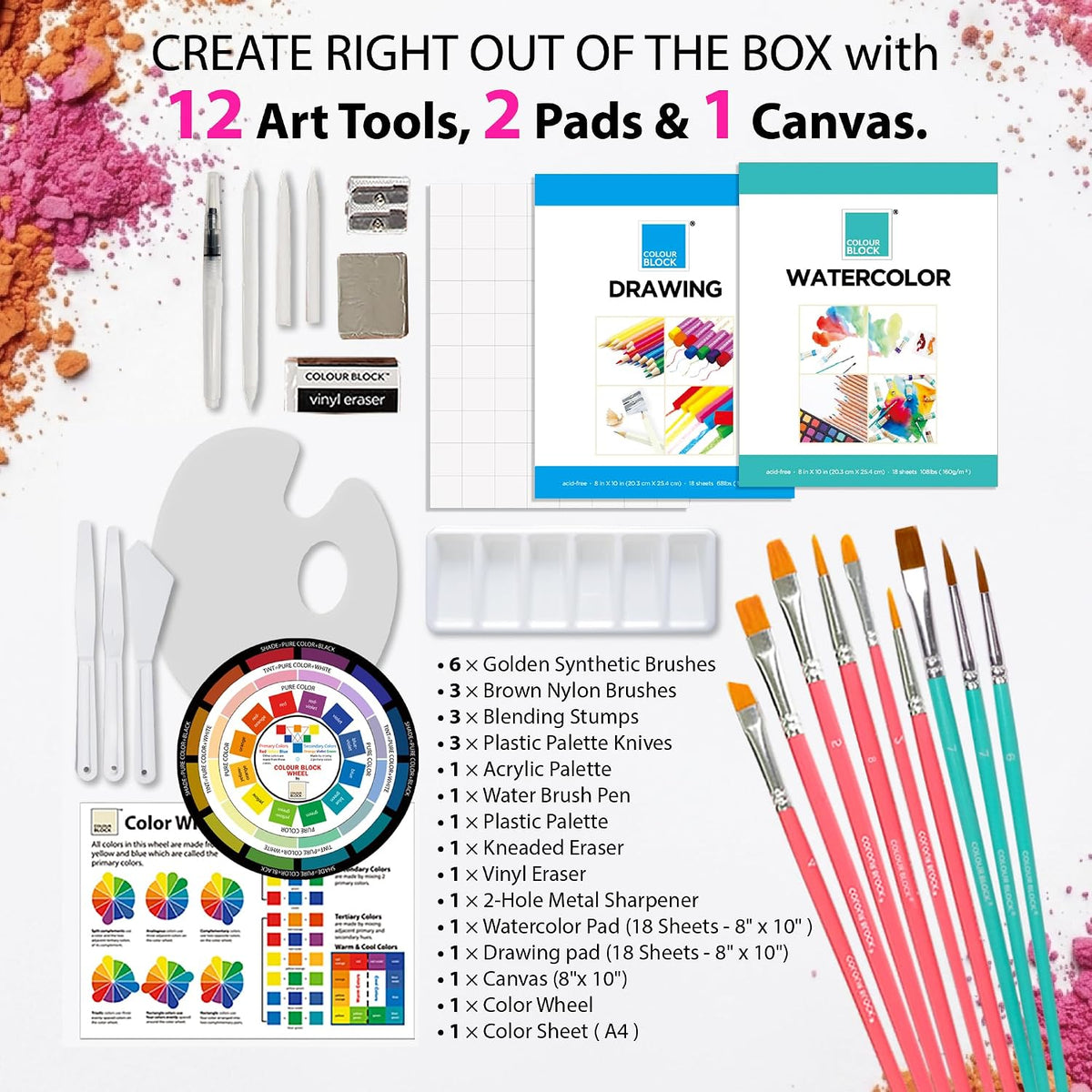 COLOUR BLOCK 151-Piece Professional Art Supply Set with Mixed Media, Paint Kit & Brushes in Aluminum Case, Complete Art Supplies for Adults, All Level Artists, Travel Art Set