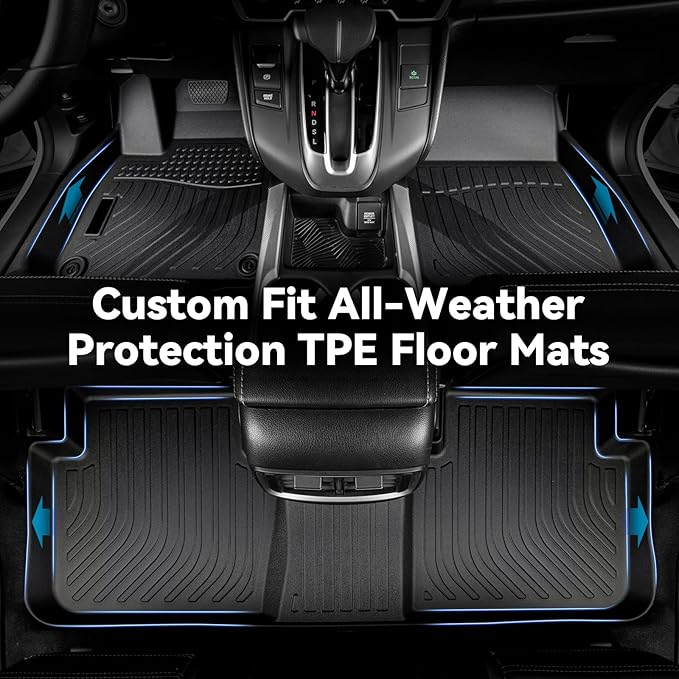 Hutisya-Floor Mats & Cargo Liner Set Fit for Genesis GV80 (Only fit 5 Seats) 2021-2025 All Weather Protection Anti-Slip & Durable TPE Full Set Liners Automotive Accessories-Black