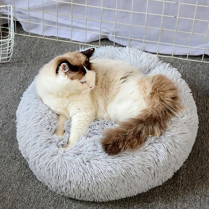 Warming Round Dog Bed for Small, Medium and Large Dogs & Cats, Short & Long Plush Pet Bed, Luxurious Faux Fur Donut Cuddler, Bolster Pet Bed & Sofa, Machine Washable 80CM 32Inch