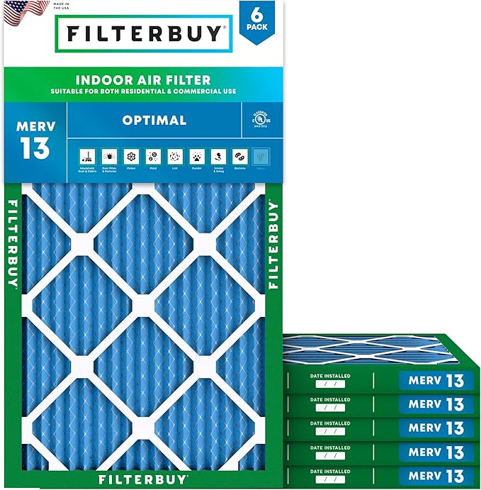 Filterbuy 12x27x1 Air Filter MERV 13 Optimal Smoke & Allergy Defense,