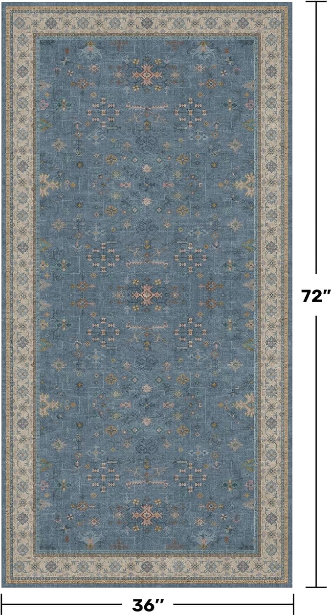 Washable 3x6 Throw Rug for Large Kitchen