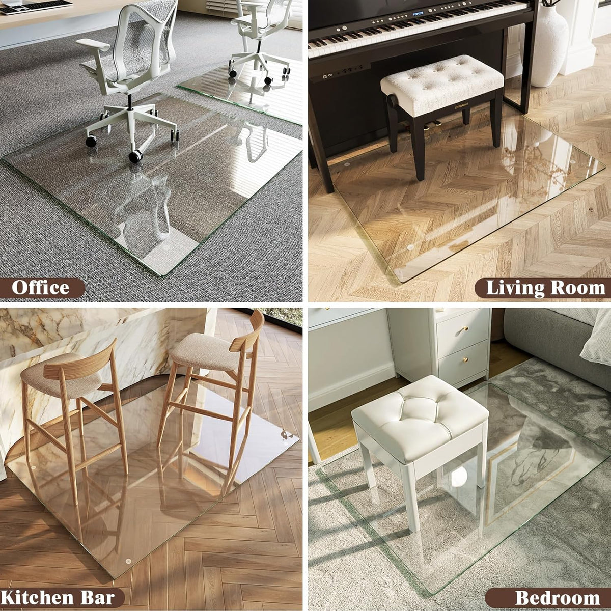 [Upgraded Tempered Glass] Koonmi 40" x 80" Office Floor Desk Chair Mat for Carpet & Hardwood Floor