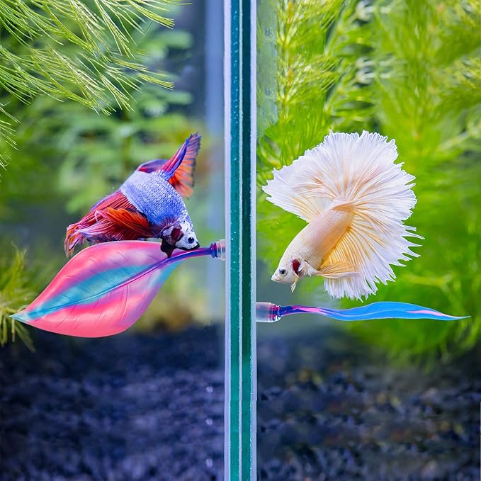 WILLBOND 2 Pcs Blue Pink Silicone Betta Fish Bed Leaf Hammock Betta Fish Tank Accessories Decorations for Aquarium Ornaments, Practical Resting Spot, No Bpa, Comfortable and Safe