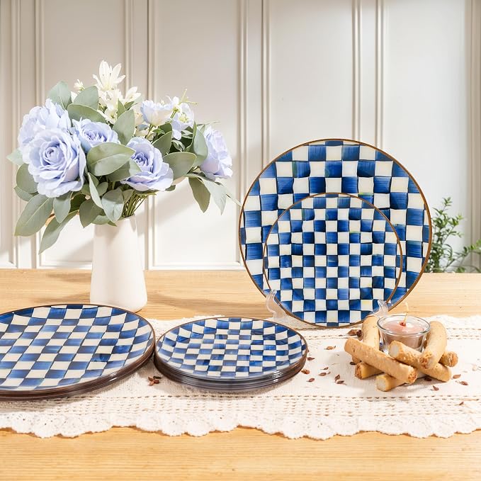 U-QE 20PCS Blue Plastic Plates for Party