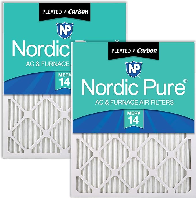 Nordic Pure 14x20x1 Pleated Air Filters MERV 14 Plus Carbon 2 Pack