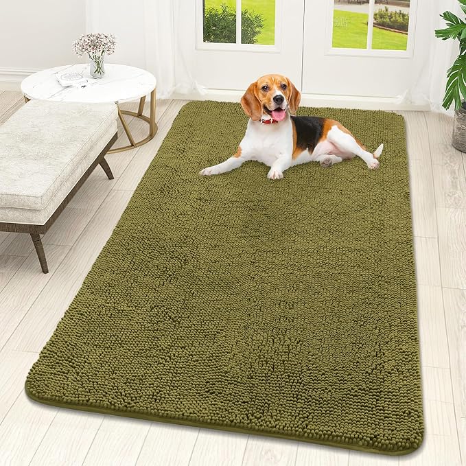 OLANLY Dog Door Mat for Muddy Paws 59x32, Absorbs Moisture and Dirt, Absorbent