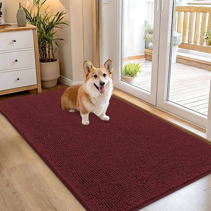OLANLY Dog Door Mat for Muddy Paws 54x32, Absorbs Moisture and Dirt, Absorbent
