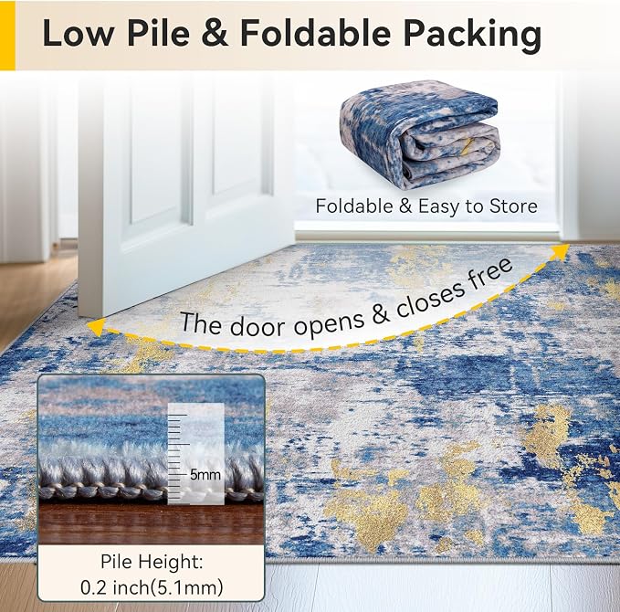 RELEANY Washable Area Rugs 5'x7' Non-Slip Modern Abstract Soft