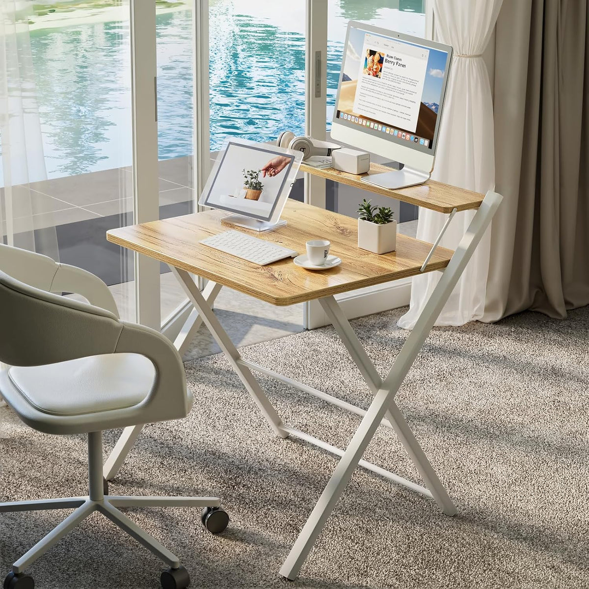 GreenForest Folding Desk No Assembly, Sturdy Computer Desk for Small Spaces