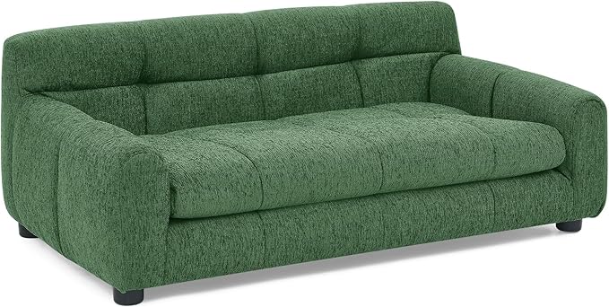 38" Dog Couch Bed for Large with Backrest and Armrest, Modern Pet Bed Comfortable Dog Couch for Medium and Large Dogs, Linen Fabric (Green)