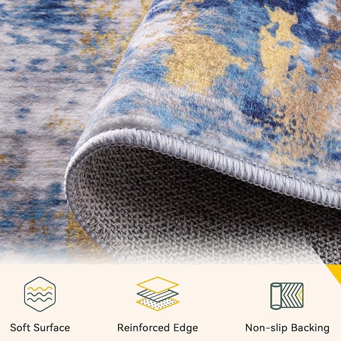 RELEANY Washable Area Rugs 8ft Non-Slip Modern Abstract Soft