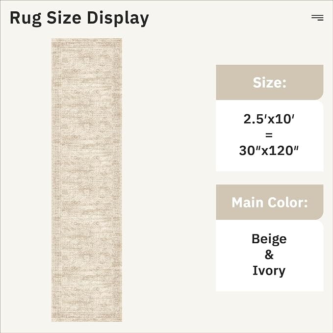 Soalmost Runner Rug 2'6" x 10' Washable Non-Slip Runner Rugs