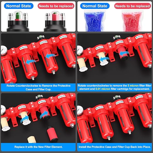 TAILONZ PNEUMATIC 0-150PSI 3/8 Inch NPT Red Industrial Grade 5 Stage Air Drying