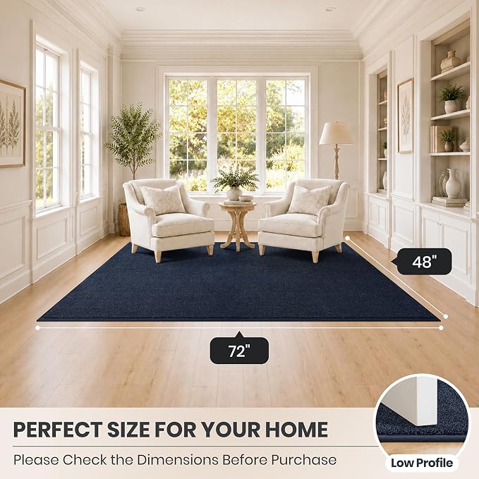 PURRUGS Easy Care Area Rug 4ft x 6ft, Non-Slip Machine Washable Entryway Rug