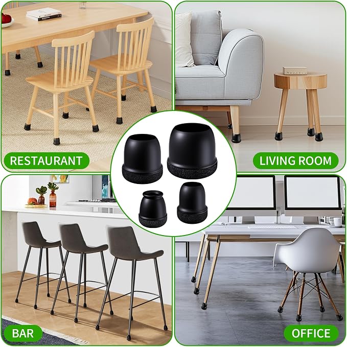 24 Pcs Chair Leg Protectors for Hardwood Floors, Silicone Felt Furniture Leg