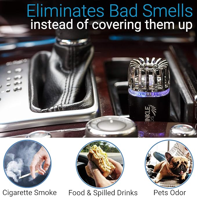 Car Air Purifier Ionizer - 12V Plug-in Ionic Anti-Microbial Car Deodorizer -