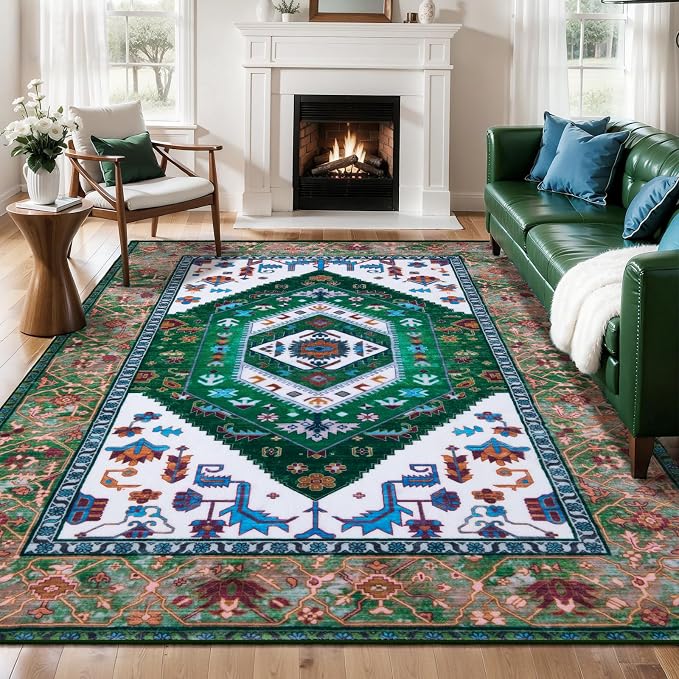SERISSA 6x9 Area Rugs for Living Room, Large Washable Non-Slip Boho Rug