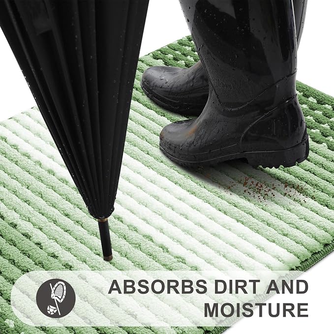 Kitinjoy Indoor Outdoor Door Mat, 59x36 Non-Slip Absorbent Dirt Trapper