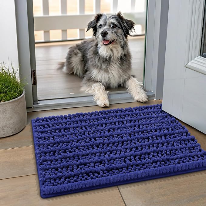 Smiry Dog Door Mat for Muddy Paws 24x16, Absorbent Dirt Trapper, Non-Slip