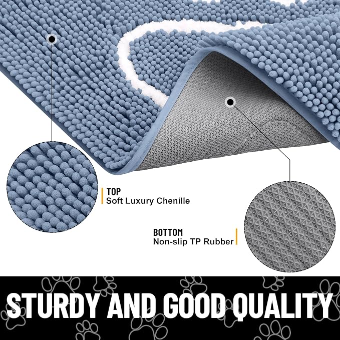 Smiry Dog Door Mat for Muddy Paws, Absorbent Dirt Trapper Non Slip Quick Dry