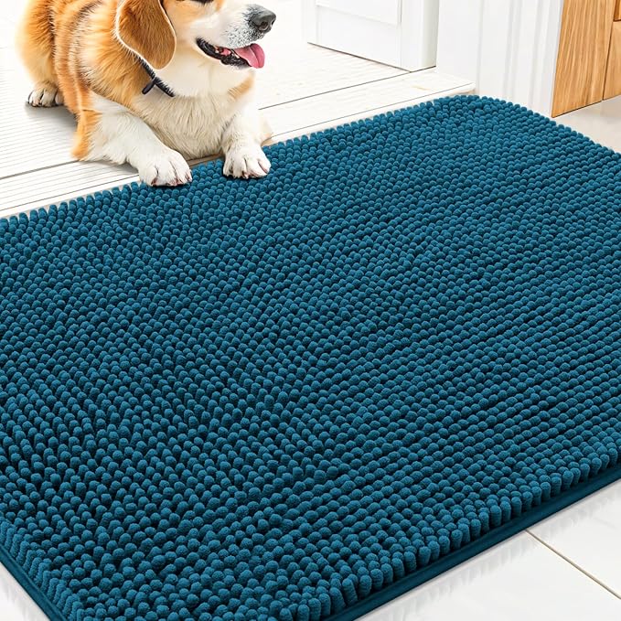Smiry Dog Door Mat for Muddy Paws 30x20, Absorbent Dirt Trapper, Non-Slip