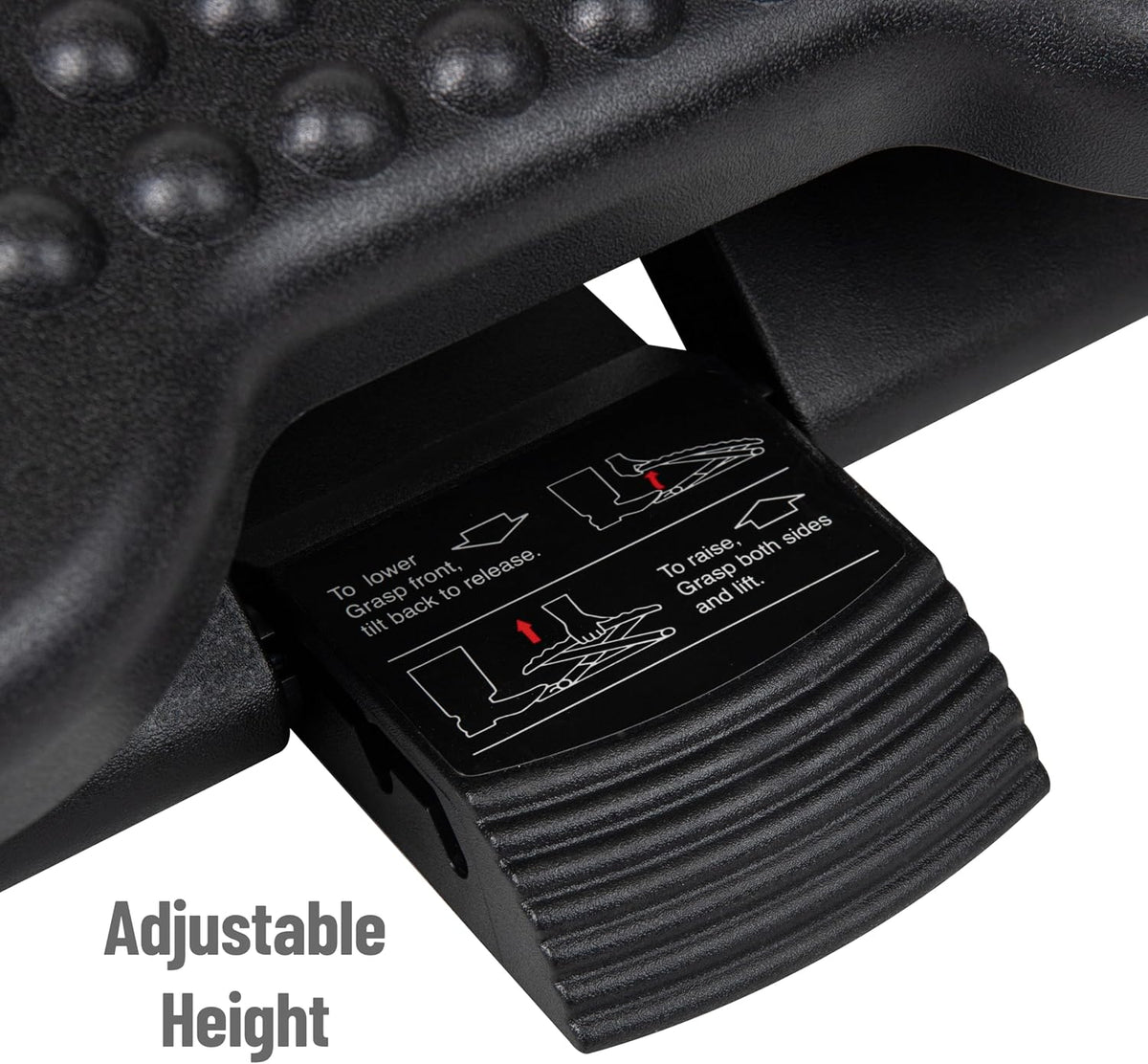Mind Reader Foot Rest, Under Desk at Work, Ergonomic, Height Adjustable, Office, Plastic, 17" L x 13" W x 6.25" H, Set of 2, Black